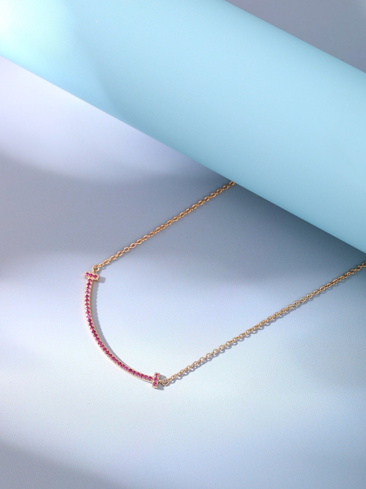[Hevara Jewelry]BIG SMILE PEDANT PINK DIAMOND NECKLACE