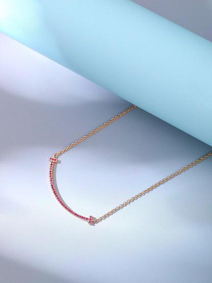 [Hevara Jewelry]BIG SMILE PEDANT PINK DIAMOND NECKLACE