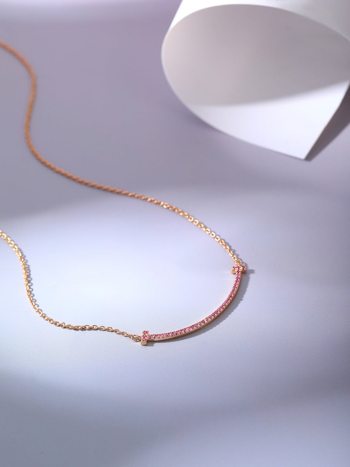 [Hevara Jewelry]BIG SMILE PEDANT PINK DIAMOND NECKLACE