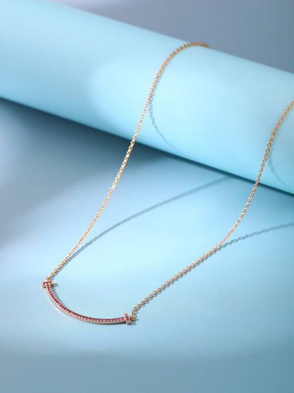 [Hevara Jewelry]BIG SMILE PEDANT PINK DIAMOND NECKLACE