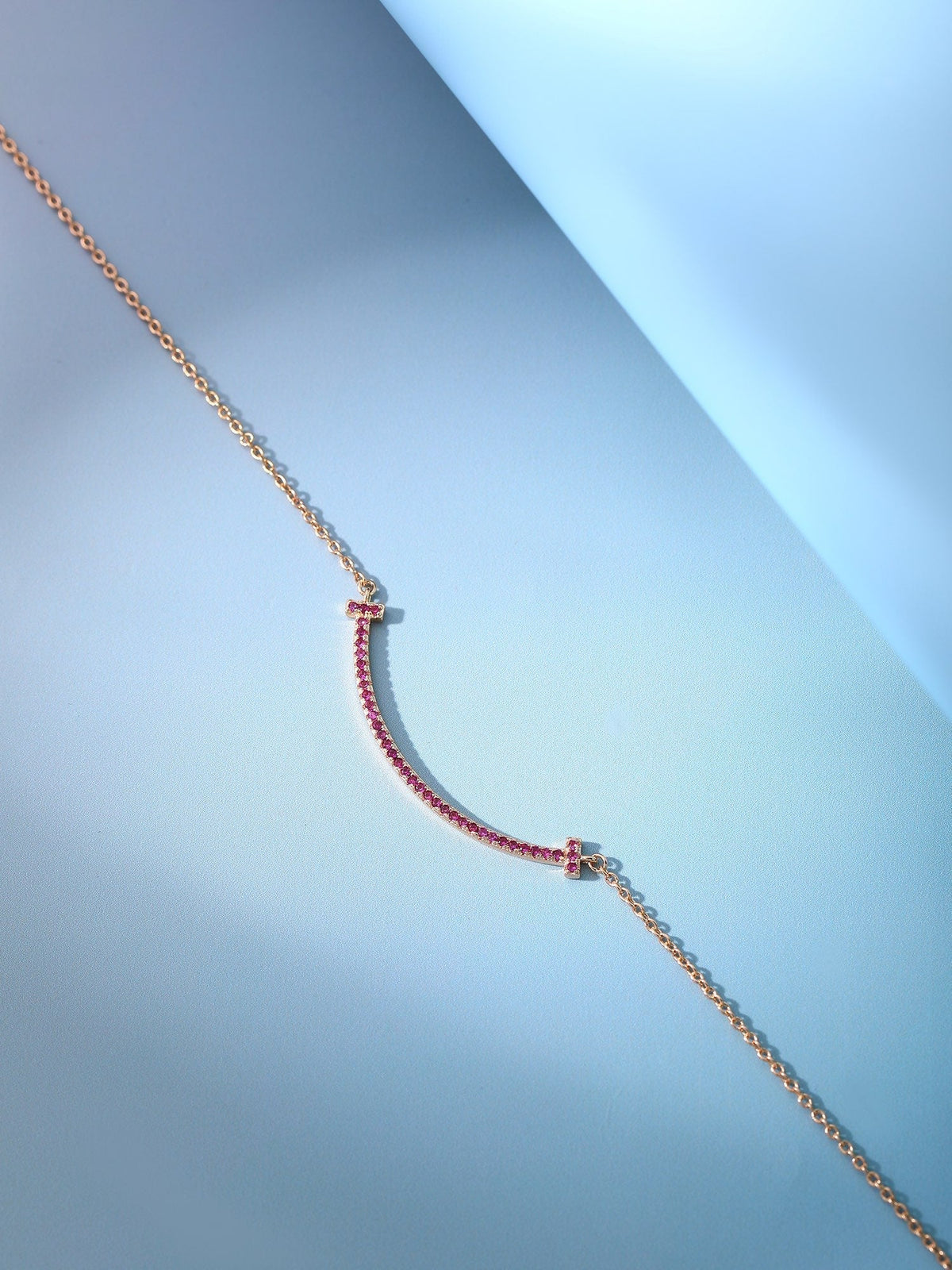 [Hevara Jewelry]BIG SMILE PEDANT PINK DIAMOND NECKLACE