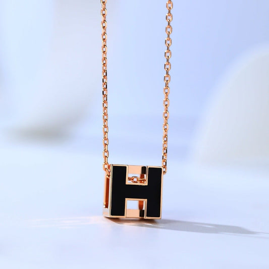 [⭐Hevara Jewelry]H CAGE PINK GOLD NECKLACE
