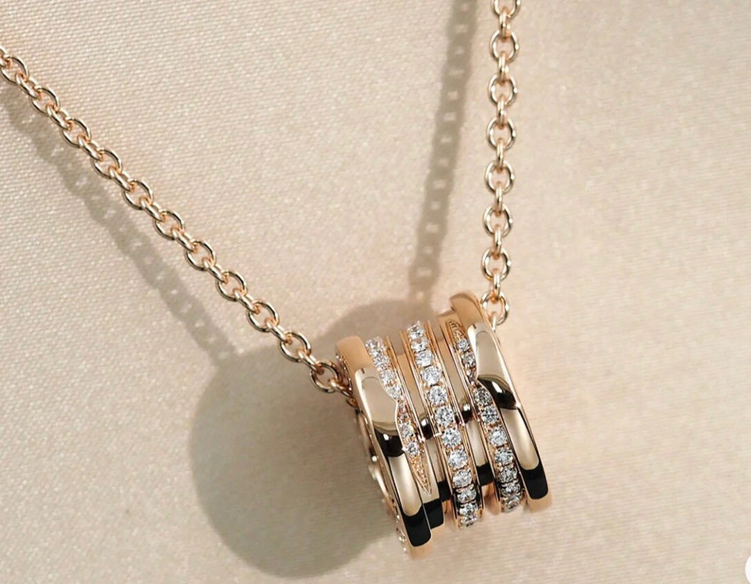 [⭐Hevara Jewelry]ZERO 1 PINK GOLD DIAMOND NECKLACE