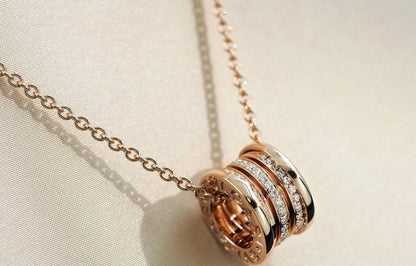 [⭐Hevara Jewelry]ZERO 1 PINK GOLD DIAMOND NECKLACE