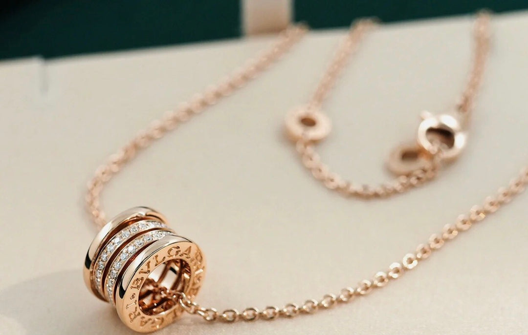 [⭐Hevara Jewelry]ZERO 1 PINK GOLD DIAMOND NECKLACE