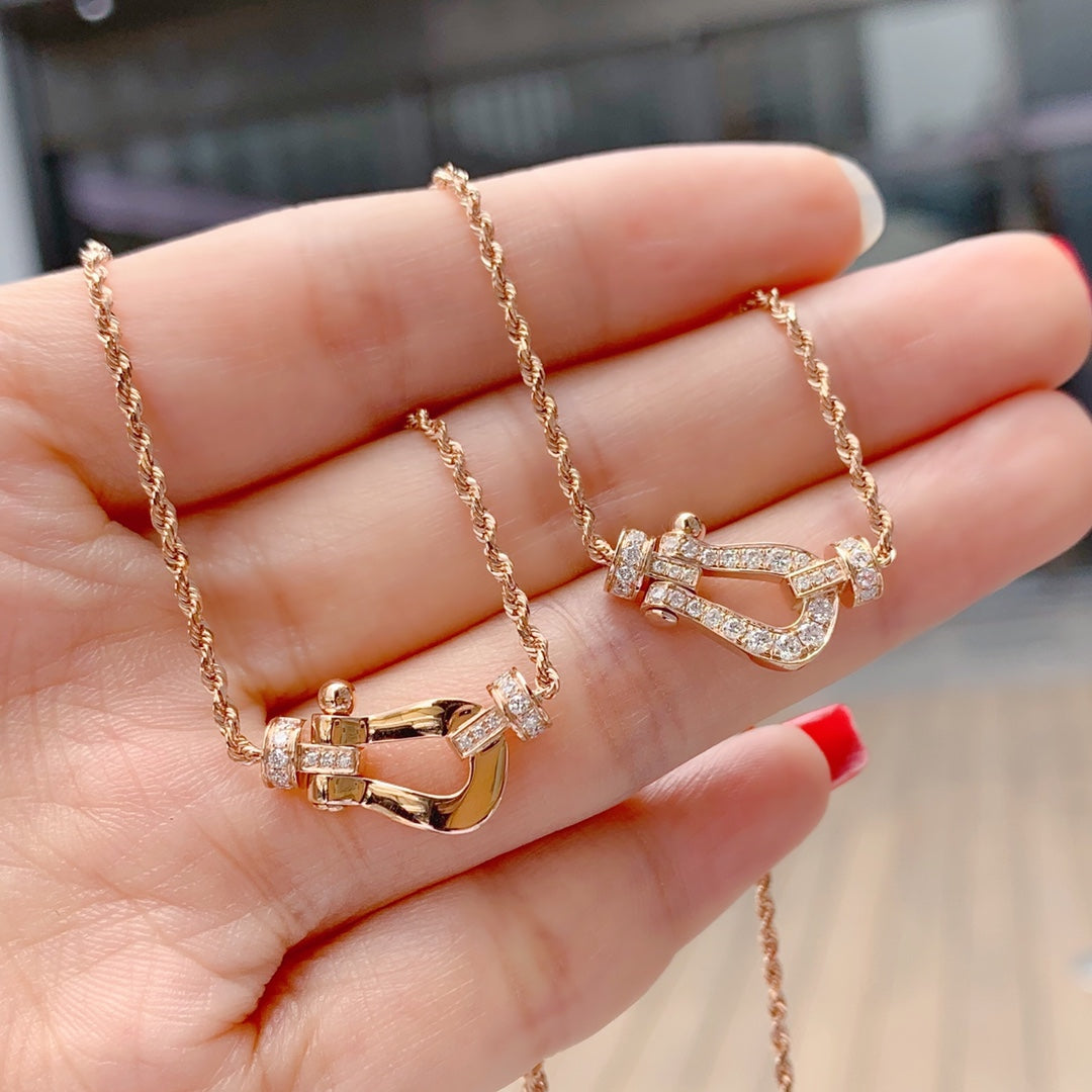 [⭐Hevara Jewelry]FORCE 10 PINK GOLD DIAMOND NECKLACE