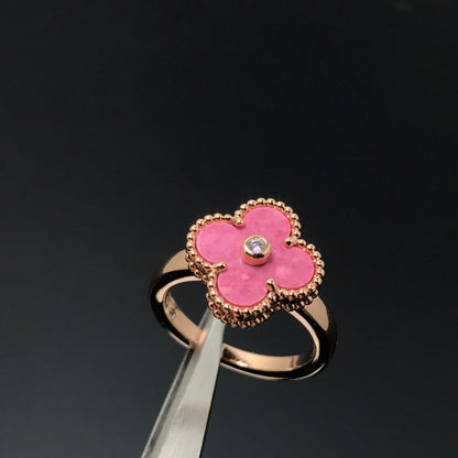 [⭐Hevara Jewelry]CLOVER RHODONITE ROSE GOLD RING