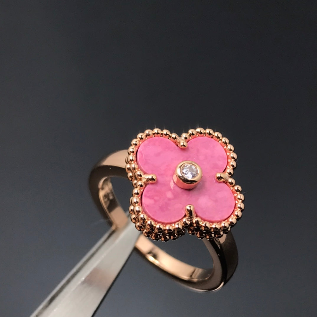 [⭐Hevara Jewelry]CLOVER RHODONITE ROSE GOLD RING