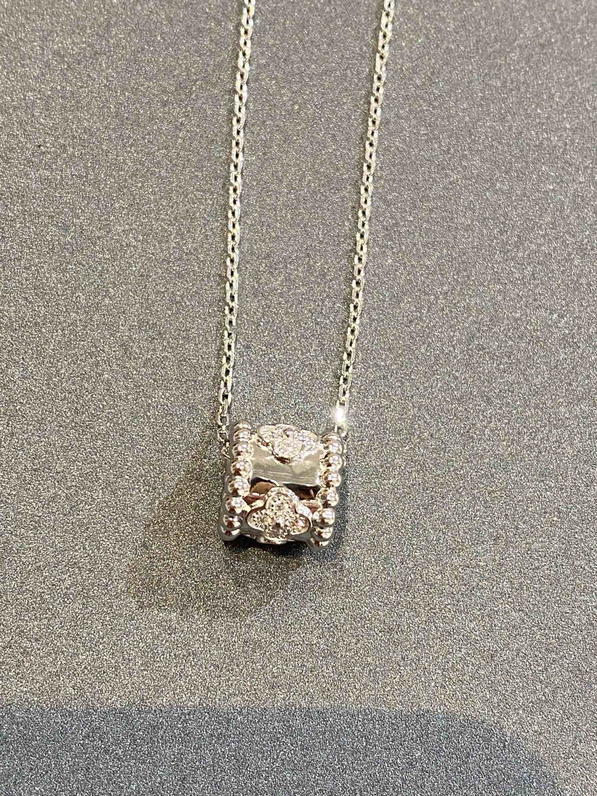 [⭐Hevara Jewelry]PERLEE PEDANT SIVLER DIAMOND NECKLACE