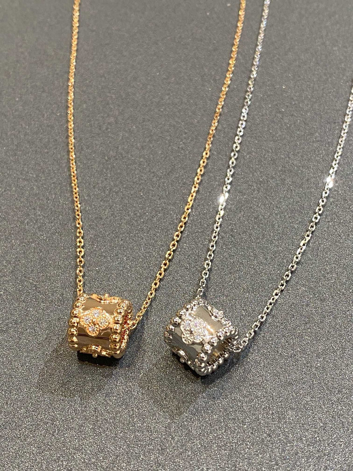 [⭐Hevara Jewelry]PERLEE PEDANT SIVLER DIAMOND NECKLACE