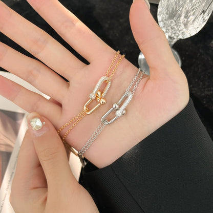 [Hevara Jewelry]HARDWEAR DIAMOND PEDANT DOUBLE CHAIN NECKLACE