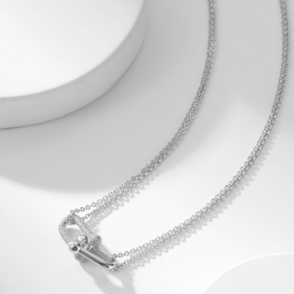 [Hevara Jewelry]HARDWEAR DIAMOND PEDANT DOUBLE CHAIN NECKLACE