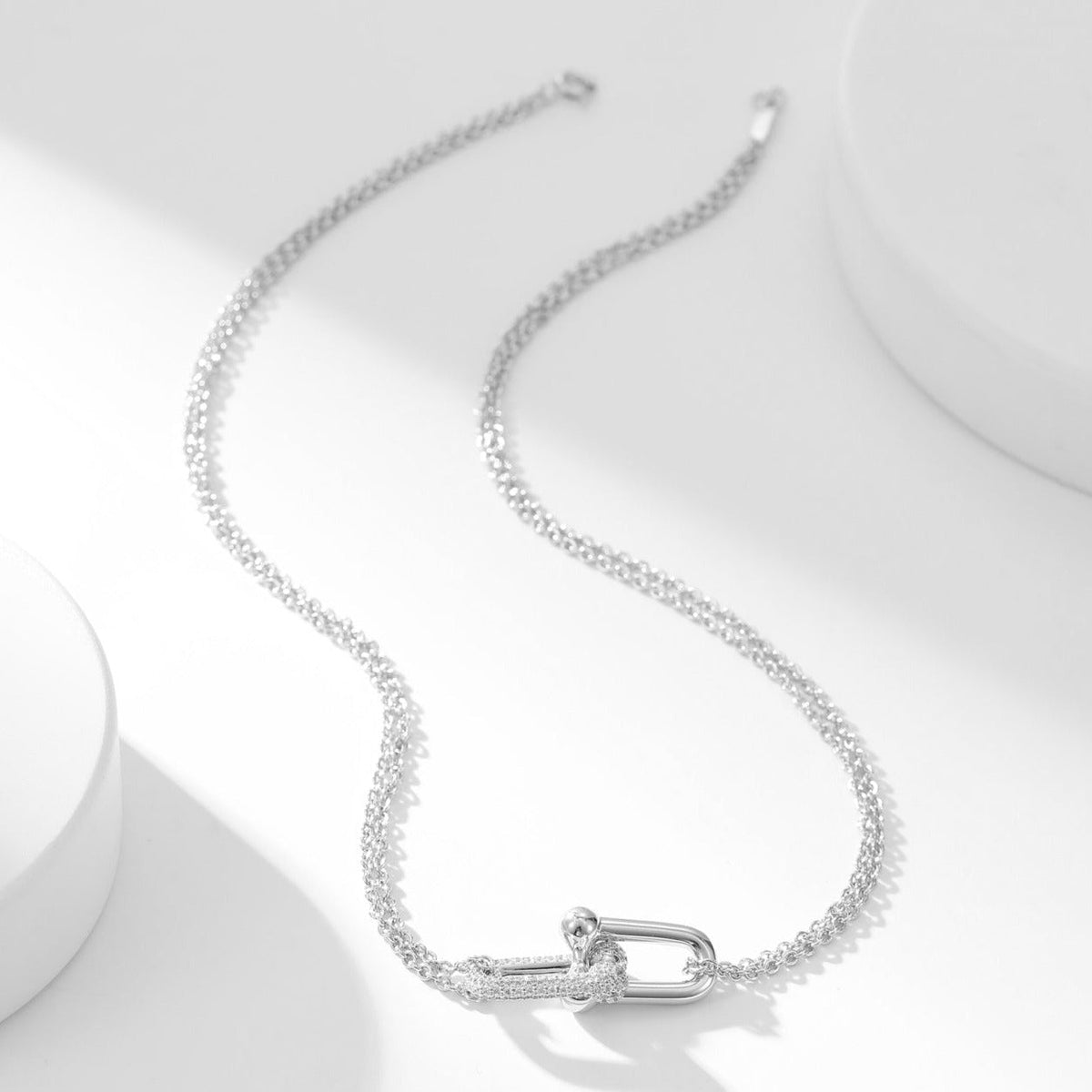 [Hevara Jewelry]HARDWEAR DIAMOND PEDANT DOUBLE CHAIN NECKLACE