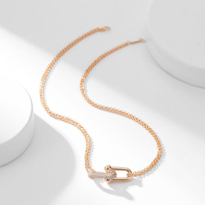 [Hevara Jewelry]HARDWEAR DIAMOND PEDANT DOUBLE CHAIN NECKLACE