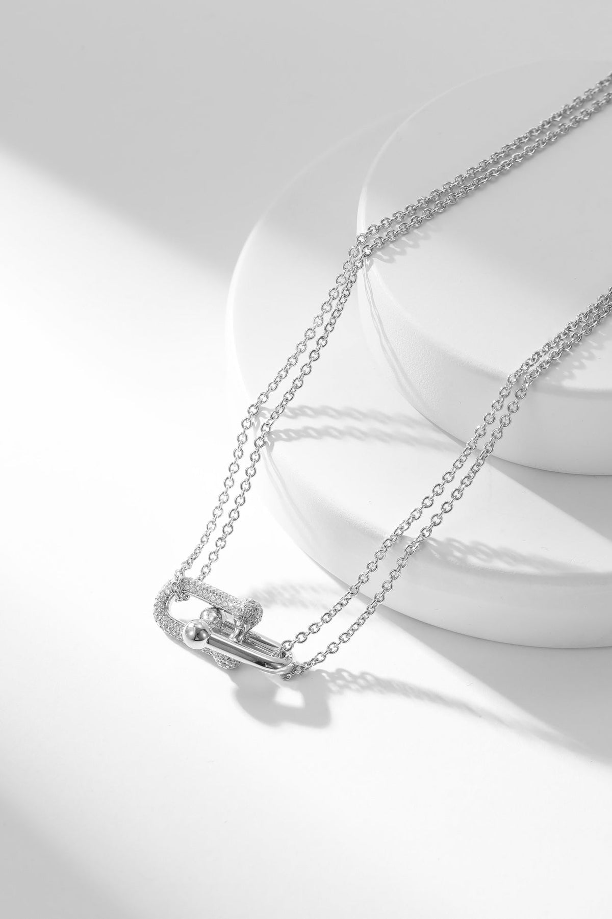 [Hevara Jewelry]HARDWEAR DIAMOND PEDANT DOUBLE CHAIN NECKLACE