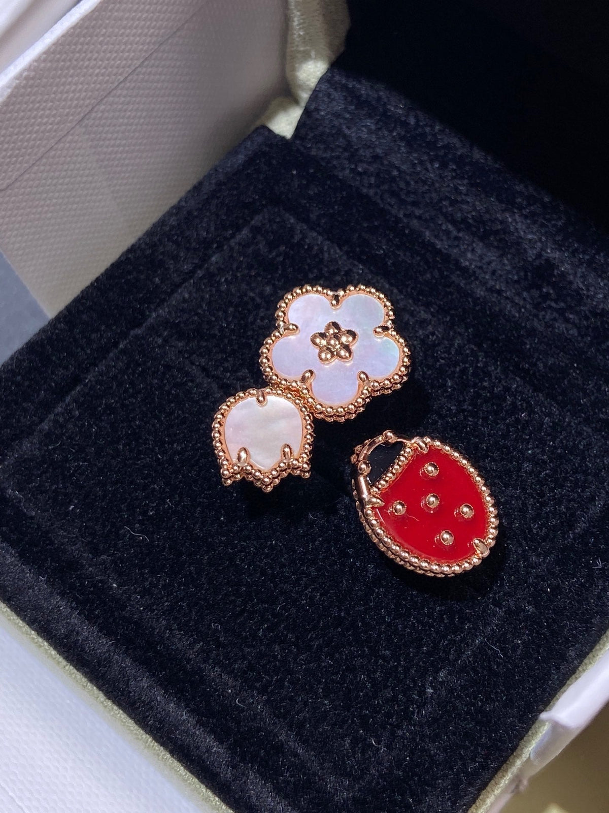 [⭐Hevara Jewelry]LUCKY 3 MOTIF ROSE GOLD RING