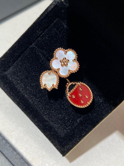 [⭐Hevara Jewelry]LUCKY 3 MOTIF ROSE GOLD RING