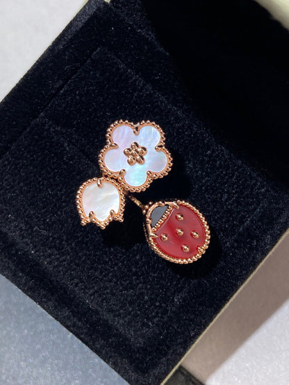 [⭐Hevara Jewelry]LUCKY 3 MOTIF ROSE GOLD RING