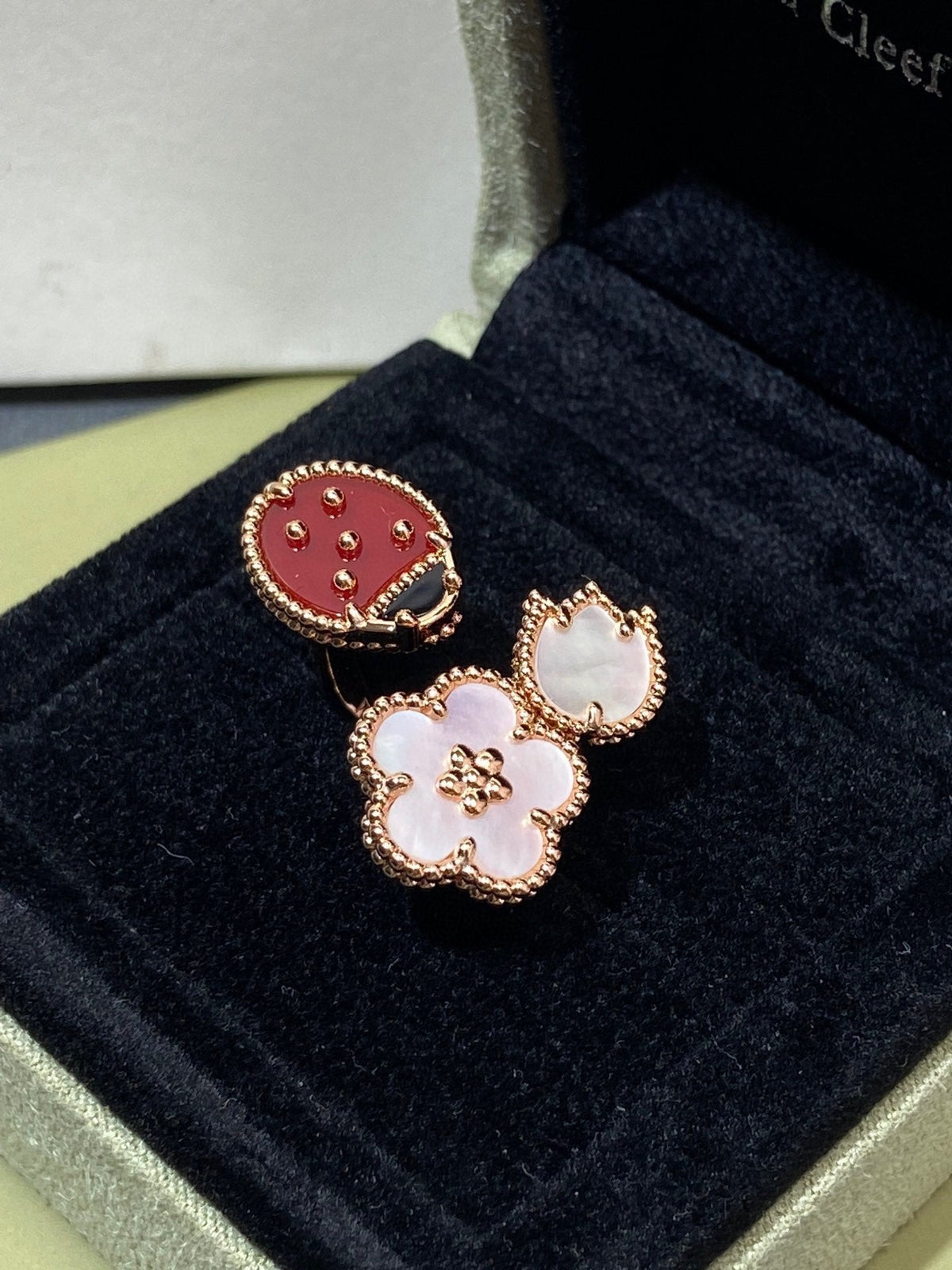[⭐Hevara Jewelry]LUCKY 3 MOTIF ROSE GOLD RING