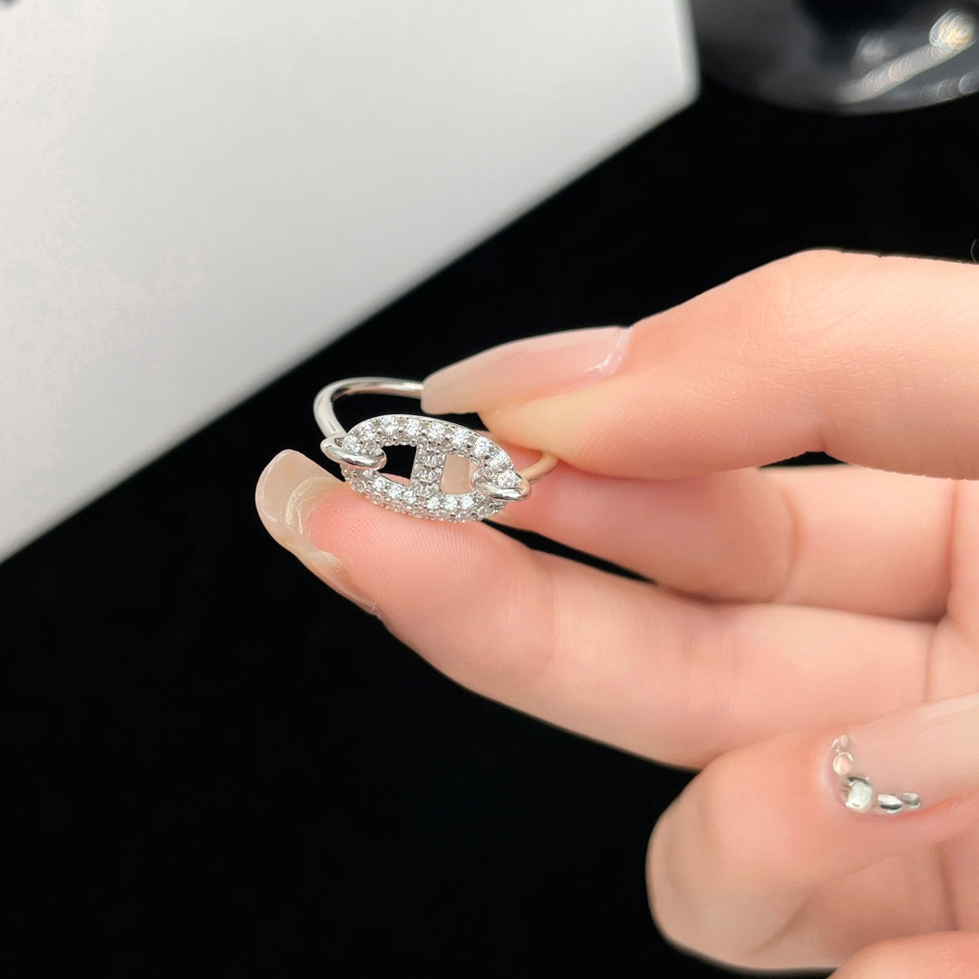 [⭐Hevara Jewelry]RONDE SMALL SILVER DIAMOND RING