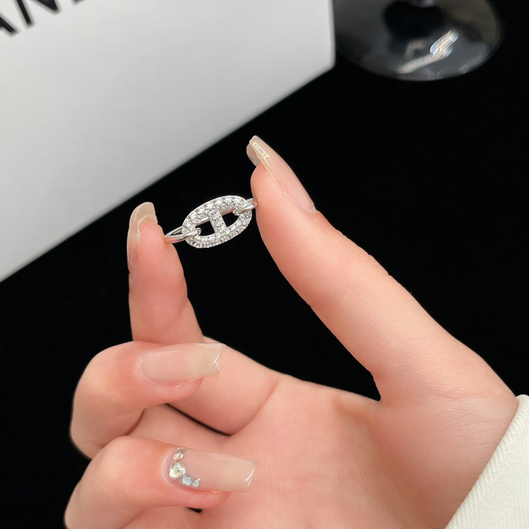 [⭐Hevara Jewelry]RONDE SMALL SILVER DIAMOND RING
