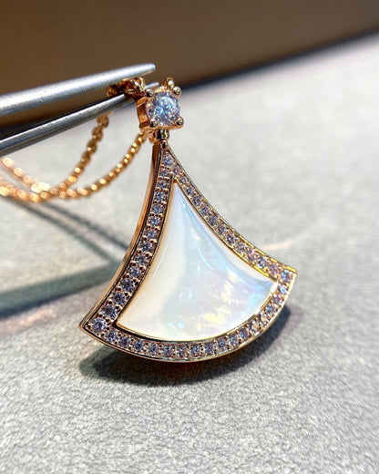 [⭐Hevara Jewelry]DREAM MOP DIAMOND PAVED PINK GOLD NECKLACE