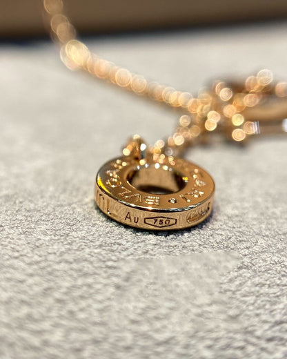 [⭐Hevara Jewelry]DREAM MOP DIAMOND PAVED PINK GOLD NECKLACE