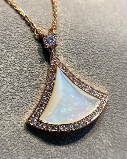 [⭐Hevara Jewelry]DREAM MOP DIAMOND PAVED PINK GOLD NECKLACE