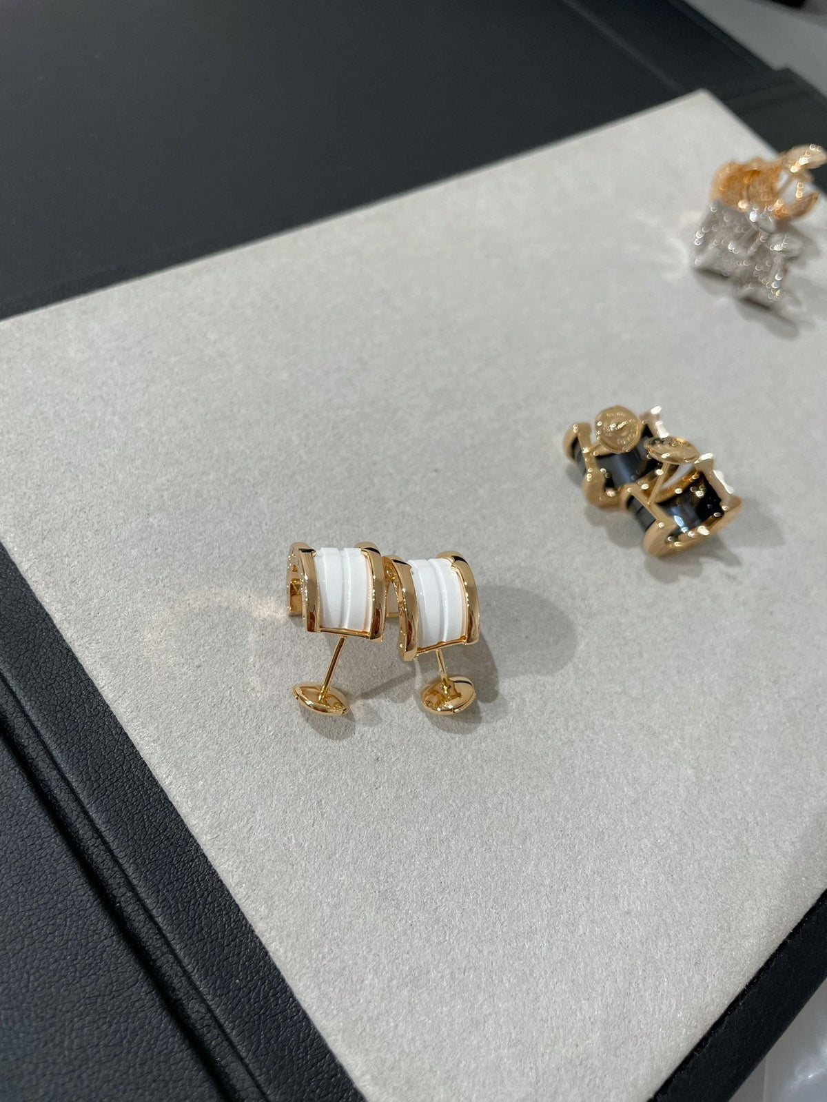 [⭐Hevara Jewelry]ZERO 1 PINK GOLD CERAMIC EARRINGS