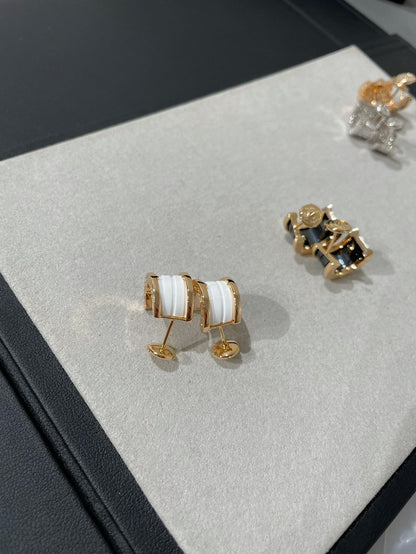 [⭐Hevara Jewelry]ZERO 1 PINK GOLD CERAMIC EARRINGS