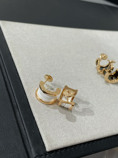 [⭐Hevara Jewelry]ZERO 1 PINK GOLD CERAMIC EARRINGS