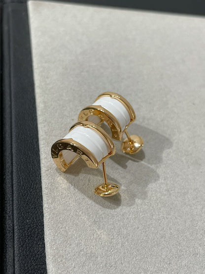 [⭐Hevara Jewelry]ZERO 1 PINK GOLD CERAMIC EARRINGS