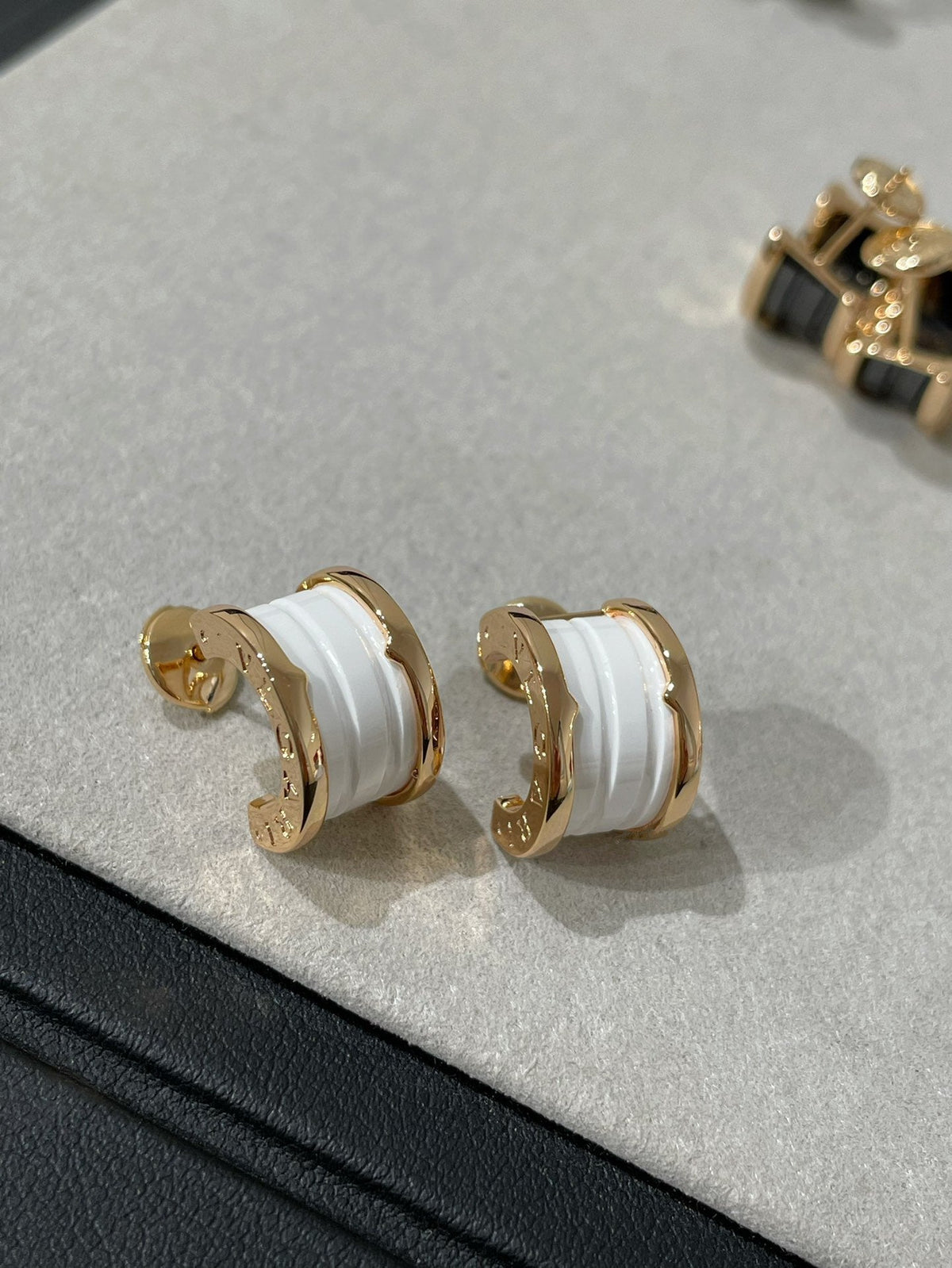 [⭐Hevara Jewelry]ZERO 1 PINK GOLD CERAMIC EARRINGS