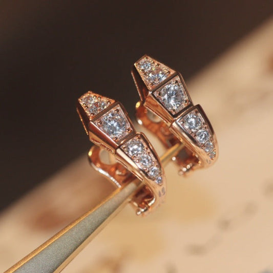 [⭐Hevara Jewelry]SERPENT PINK GOLD DIAMOND EARRINGS