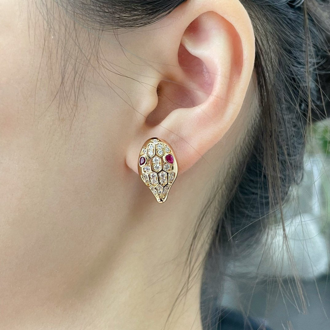 [⭐Hevara Jewelry]SERPENT DIAMOND STUD EARRINGS