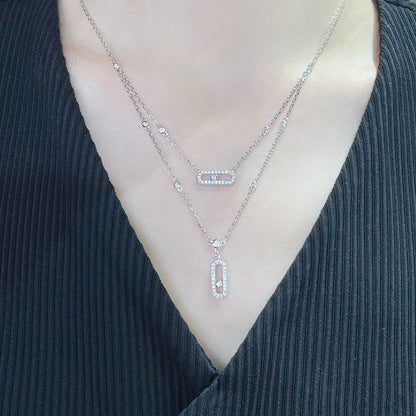 [⭐Hevara Jewelry]MOVE 2 ROW DIAMOND NECKLACE
