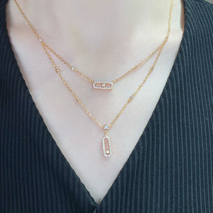 [⭐Hevara Jewelry]MOVE 2 ROW DIAMOND NECKLACE