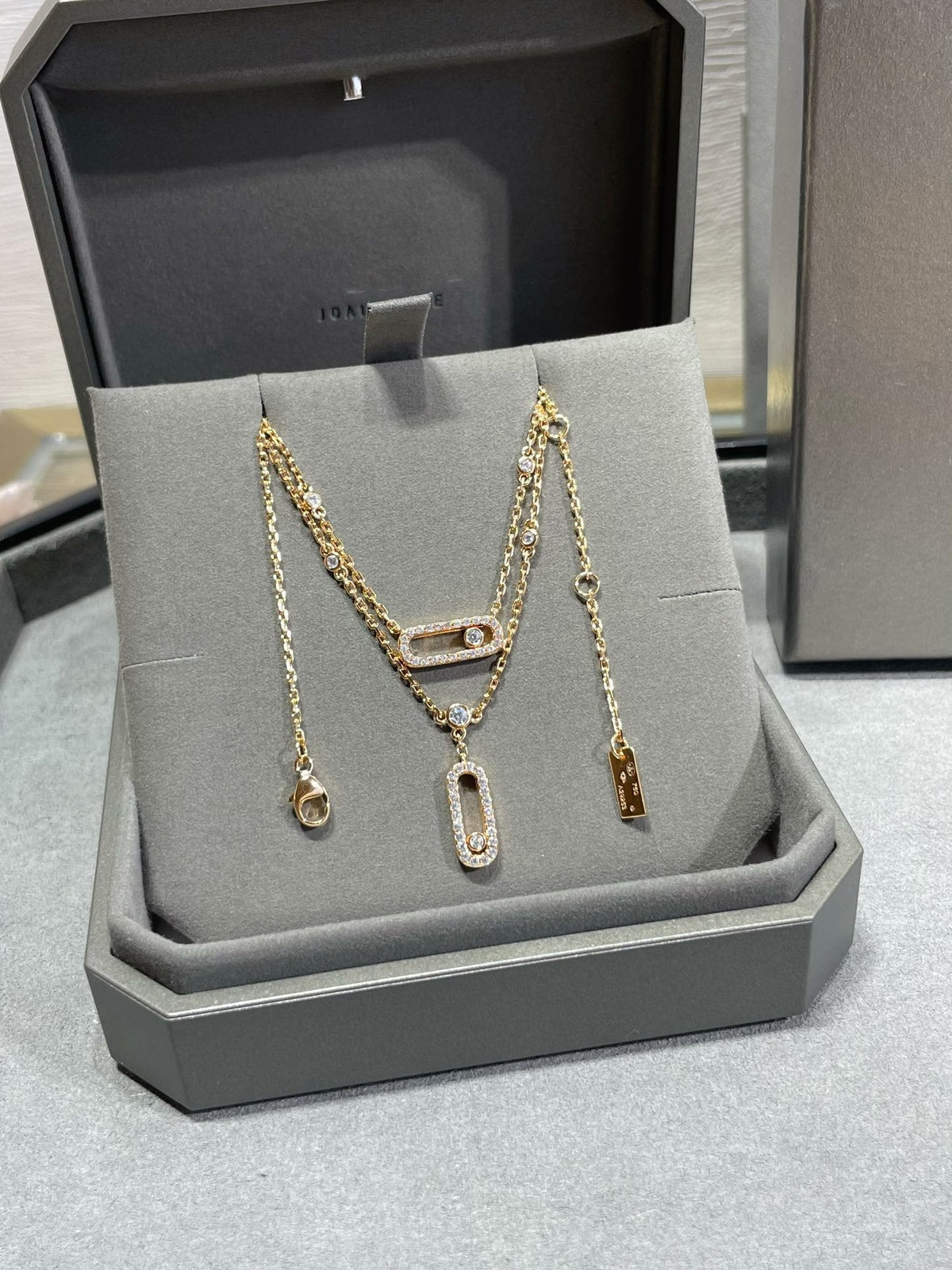 [⭐Hevara Jewelry]MOVE 2 ROW DIAMOND NECKLACE