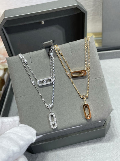 [⭐Hevara Jewelry]MOVE 2 ROW DIAMOND NECKLACE