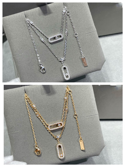 [⭐Hevara Jewelry]MOVE 2 ROW DIAMOND NECKLACE