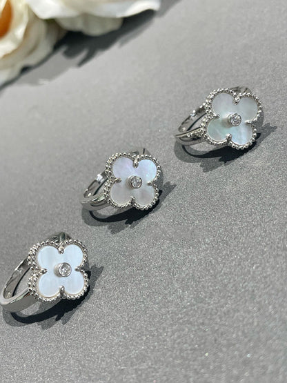 [⭐Hevara Jewelry]CLOVER SILVER MOP DIAMOND RING
