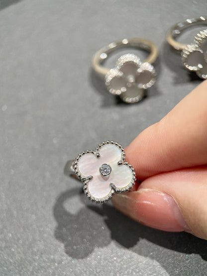 [⭐Hevara Jewelry]CLOVER SILVER MOP DIAMOND RING