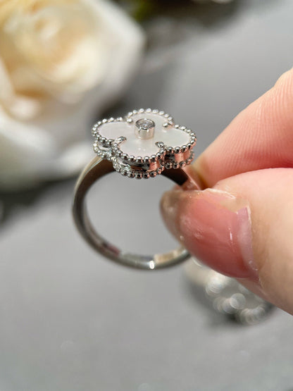 [⭐Hevara Jewelry]CLOVER SILVER MOP DIAMOND RING
