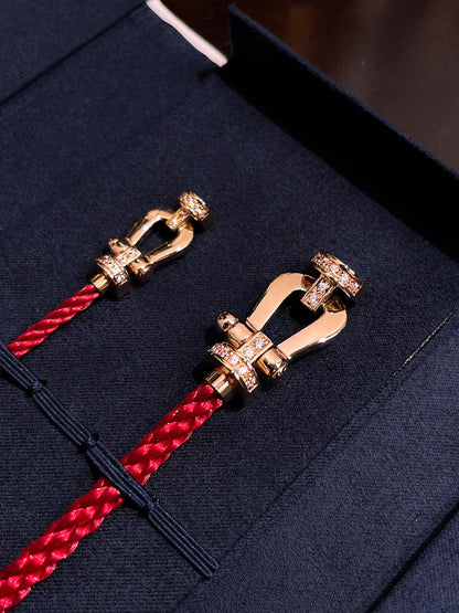 [⭐Hevara Jewelry]FORCE 10 HALF DIAMOND PINK GOLD RED CORDERI LARGE AND MEDIUM MODEL
