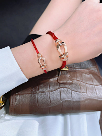 [⭐Hevara Jewelry]FORCE 10 HALF DIAMOND PINK GOLD RED CORDERI LARGE AND MEDIUM MODEL