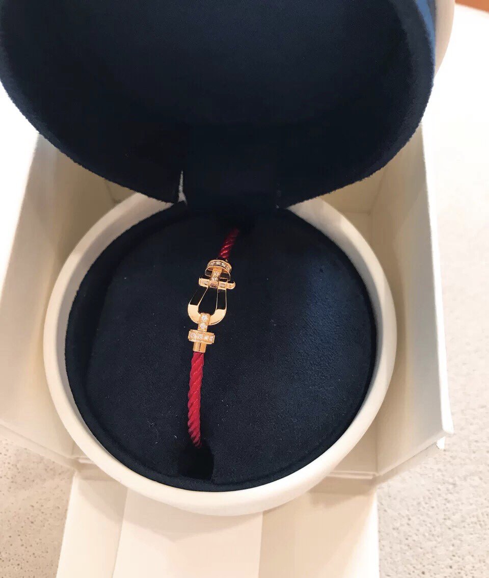 [⭐Hevara Jewelry]FORCE 10 HALF DIAMOND PINK GOLD RED CORDERI LARGE AND MEDIUM MODEL