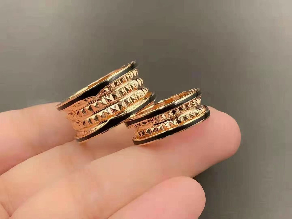 [⭐Hevara Jewelry]ZERO 1 ROCK BLACK CERAMIC PINK GOLD LARGE MODEL