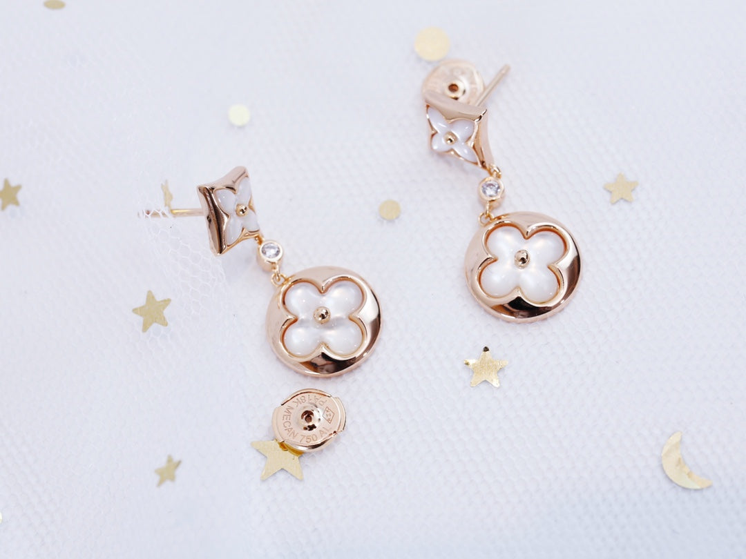 [⭐Hevara Jewelry]STAR AND SUN PINK GOLD MOP DROP EARRINGS