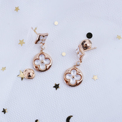 [⭐Hevara Jewelry]STAR AND SUN PINK GOLD MOP DROP EARRINGS