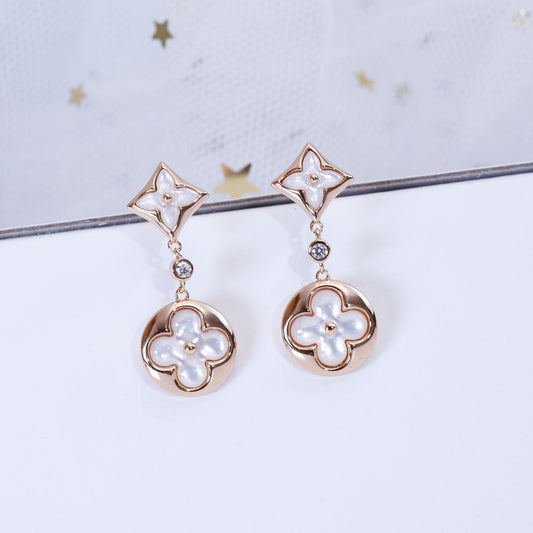 [⭐Hevara Jewelry]STAR AND SUN PINK GOLD MOP DROP EARRINGS